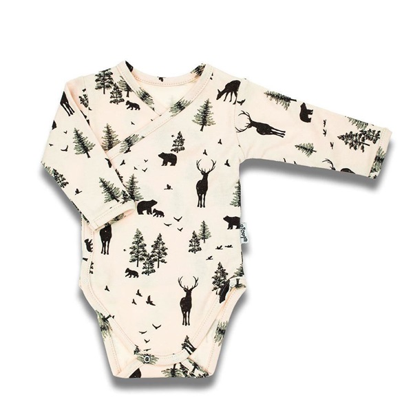 Baby cotton bodysuit with side fastening long sleeves Nicol Bambi, size 62 (3-6m)