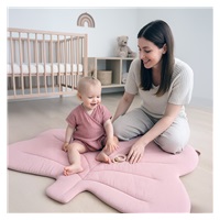 Muslin Play Mat for Babies New Baby Maple Leaf pink