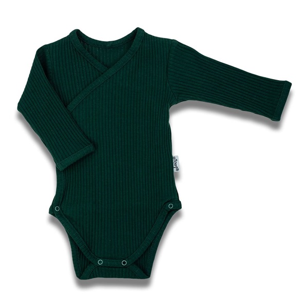 Baby Cotton Bodysuit with Side Closure Long Sleeves Nicol Bambi Green, size 56 (0-3m)