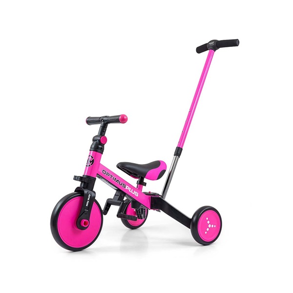 Milly Mally Optimus Plus 4in1 tricycle with guide bar pink