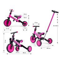 Milly Mally Optimus Plus 4in1 tricycle with guide bar pink