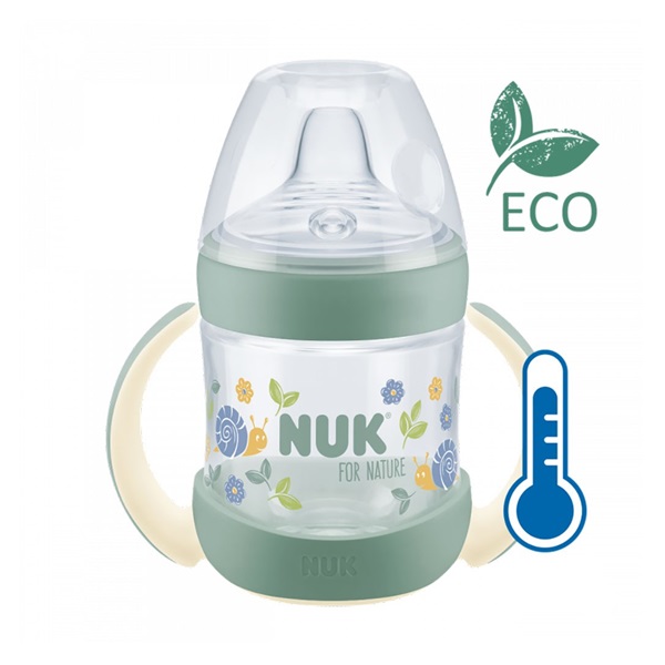 NUK for Nature baby learning bottle with temperature control 6-18m green