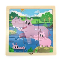 Wooden puzzle for kids Viga 9 pieces Hippo