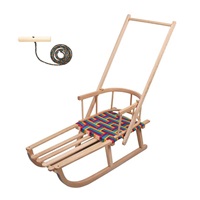 Children's wooden sled with backrest handle and string BAYO