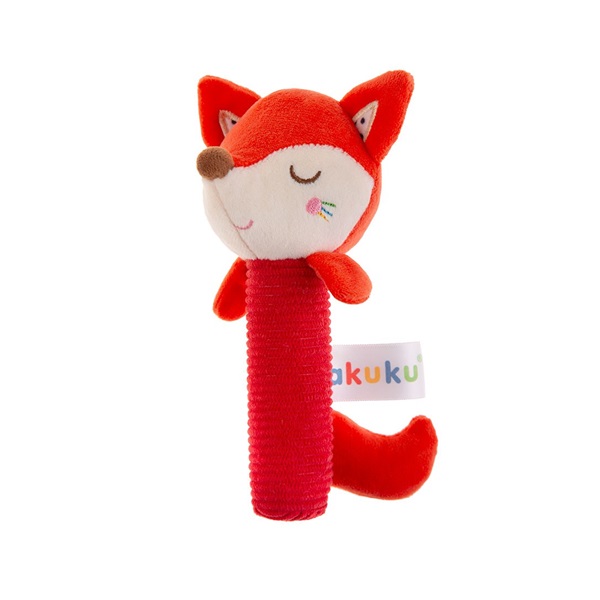 Baby whistling plush toy with rattle Akuku Fox