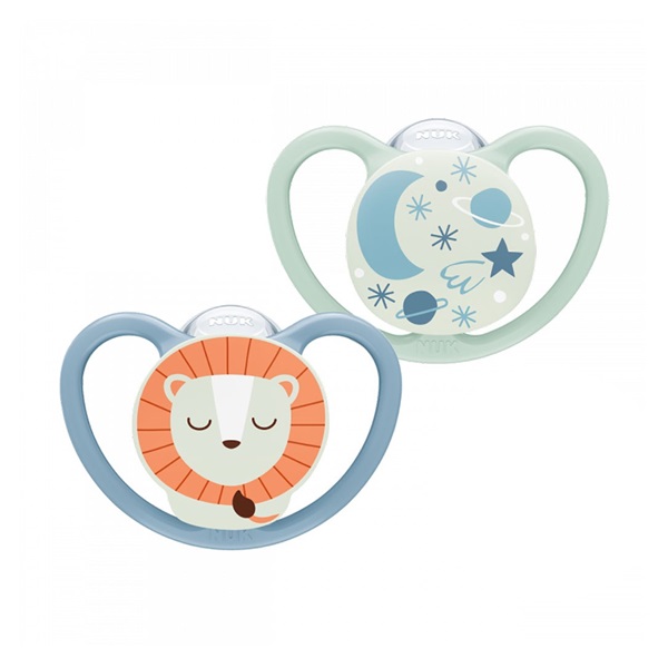 NUK Happy Nights pacifier 6-18m 2pcs/BOX boy, size 6-18 m