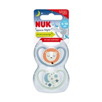 NUK Happy Nights pacifier 6-18m 2pcs/BOX boy, size 6-18 m