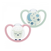 NUK Happy Nights pacifier 6-18m 2pcs/BOX girl, size 6-18 m