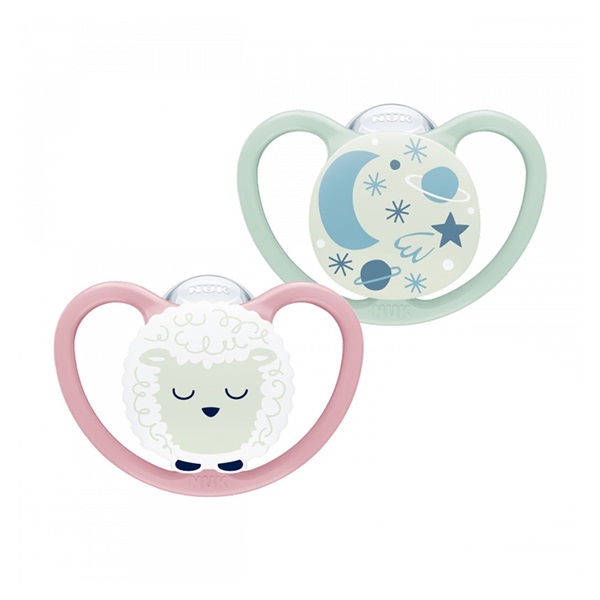 NUK Happy Nights pacifier 6-18m 2pcs/BOX girl, size 6-18 m