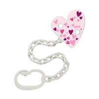 NUK pacifier chain with clip pink