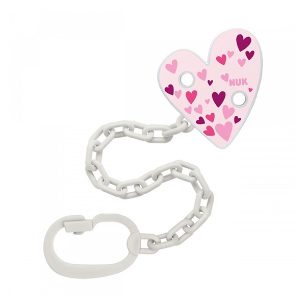 NUK pacifier chain with clip pink