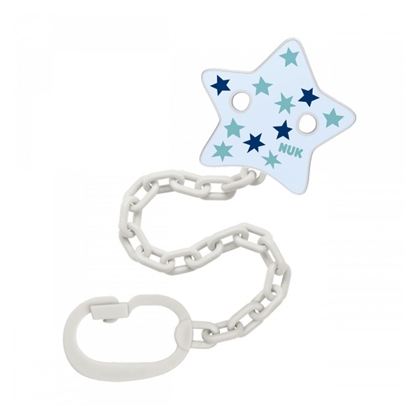 NUK pacifier chain with clip blue