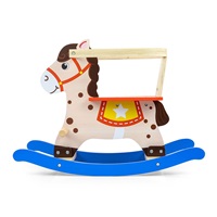 Milly Mally Lucky 12 blue-red wooden rocking horse with backrest