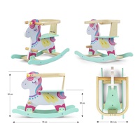 Milly Mally Lucky 12 Unicorn wooden rocking horse with backrest