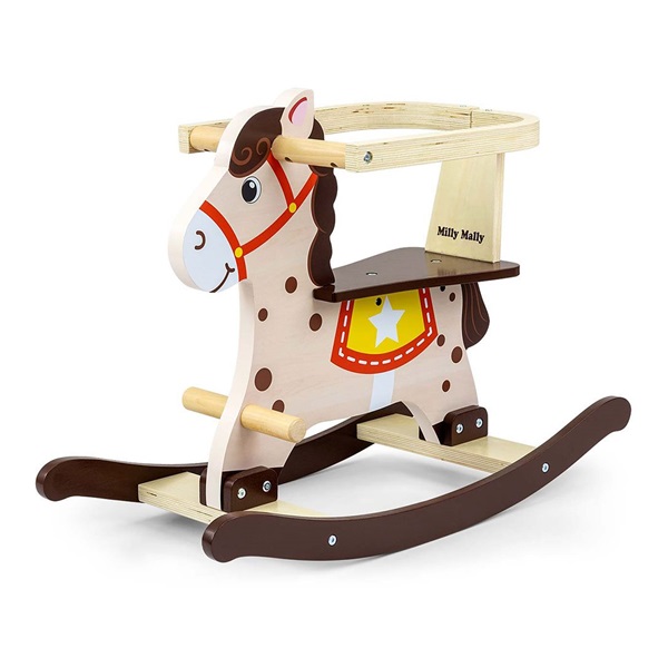 Wooden rocking horse with backrest Milly Mally Lucky 12 brown