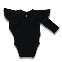 Baby body with long sleeves Nicol Viki black, size 56 (0-3m)