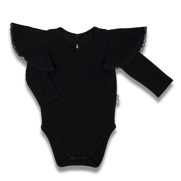 Baby body with long sleeves Nicol Viki black, size 56 (0-3m)