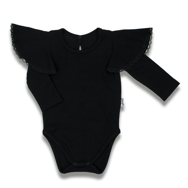 Baby body with long sleeves Nicol Viki black, size 74 (6-9m)