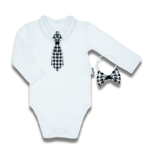 Baby cotton body with tie and bow tie Nicol Viki, size 86 (12-18m)