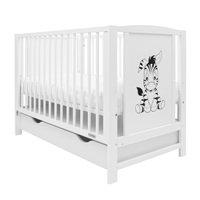 New Baby BEA Zebra crib with drawer and sidewall white