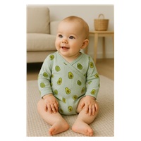 Baby Muslin Bodysuit with Side Ties New Baby Avocado, size 74 (6-9m)