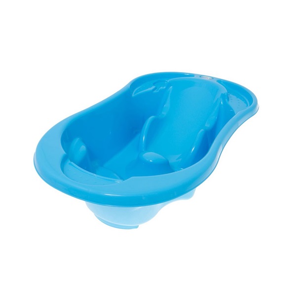 Anatomical baby bath tub with drain KOMFORT 2in1 blue