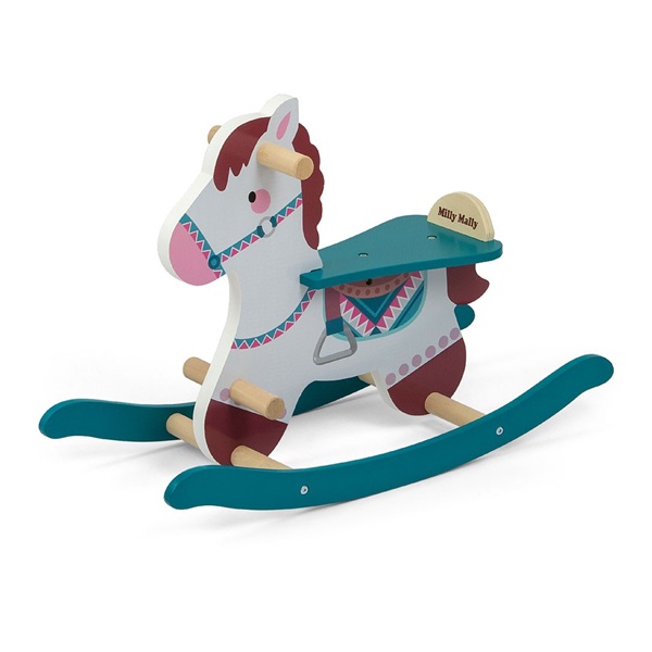 Wooden rocking horse with backrest Milly Mally Lucky 18 blue