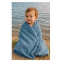 Baby muslin blanket New Baby 70x100 cm blue