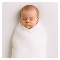 Baby muslin blanket New Baby 70x100 cm white