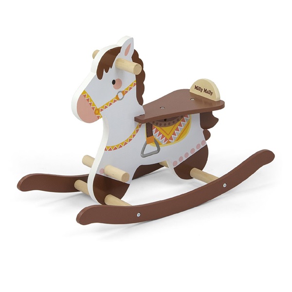 Wooden rocking horse with backrest Milly Mally Lucky 18 brown