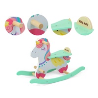 Milly Mally Lucky 18 Unicorn wooden rocking horse with backrest