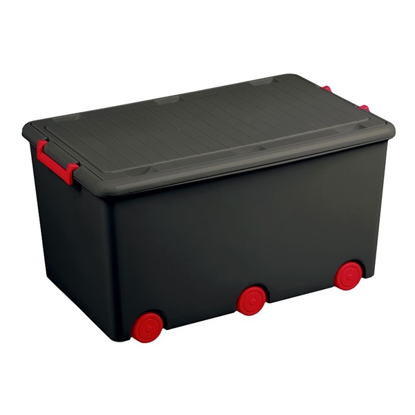 Multipurpose toy box on wheels Tega graphite red