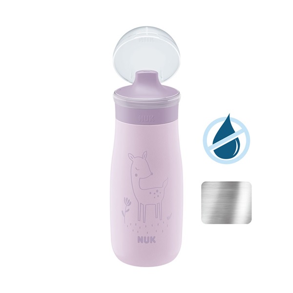 NUK Mini-Me Sip Stainless Steel Baby Bottle, 300 ml purple