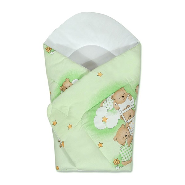 Baby wrap New Baby green with teddy bear