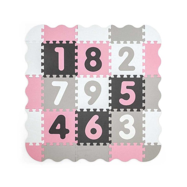 Foam puzzle mat playpen Milly Mally Jolly 3x3 Digits Pink Grey