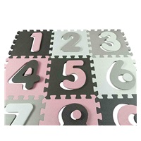 Foam puzzle mat playpen Milly Mally Jolly 3x3 Digits Pink Grey