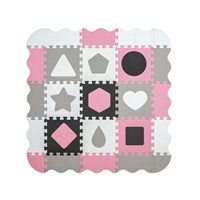 Foam puzzle mat playpen Milly Mally Jolly 3x3 Shapes Pink Grey