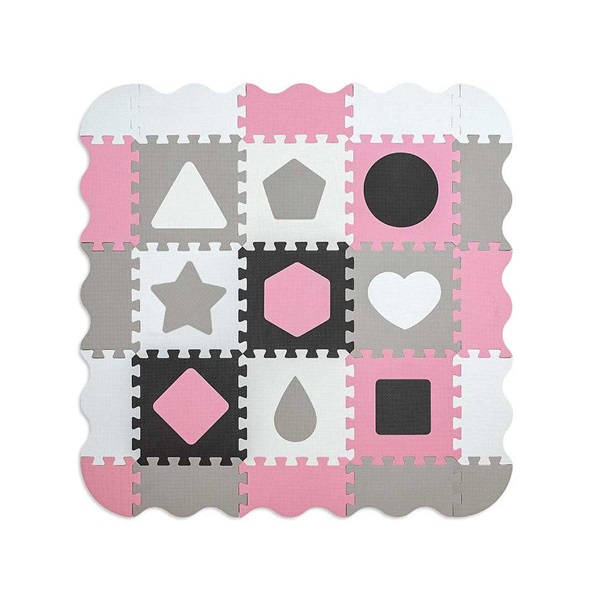 Foam puzzle mat playpen Milly Mally Jolly 3x3 Shapes Pink Grey