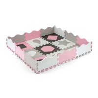 Foam puzzle mat playpen Milly Mally Jolly 3x3 Shapes Pink Grey