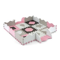 Foam puzzle mat playpen Milly Mally Jolly 3x3 Shapes Pink Grey