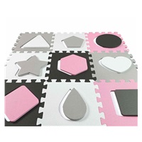 Foam puzzle mat playpen Milly Mally Jolly 3x3 Shapes Pink Grey