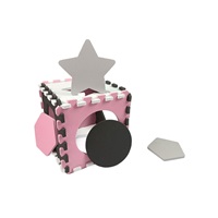 Foam puzzle mat playpen Milly Mally Jolly 3x3 Shapes Pink Grey