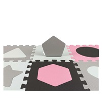 Foam puzzle mat playpen Milly Mally Jolly 3x3 Shapes Pink Grey