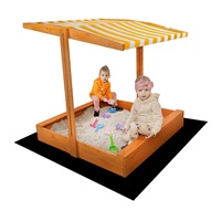 Children's wooden sandpit with canopy Baby Mix 120x120 cm yellow and white