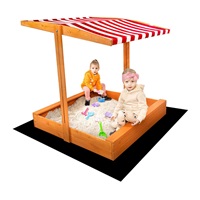 Children's wooden sandpit with canopy Baby Mix 120x120 cm red and white