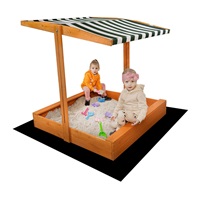 Children's wooden sandpit with canopy Baby Mix 120x120 cm green and white