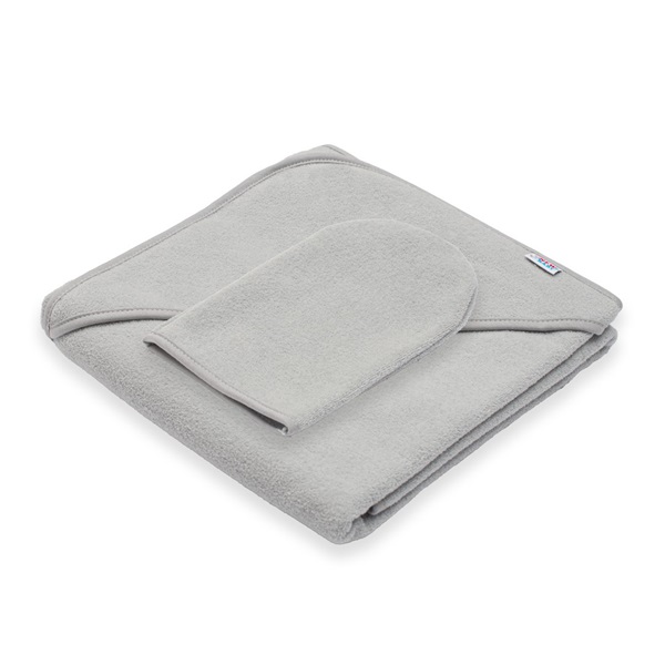 Baby terry towel with hood New Baby BASIC 80x80 grey