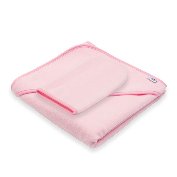 Baby terry towel with hood New Baby BASIC 80x80 pink