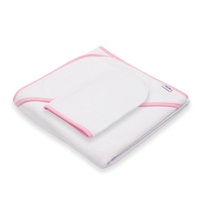 Baby terry towel with hood New Baby BASIC 80x80 white-pink