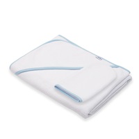 Baby terry towel with hood New Baby BASIC 100x100 white-blue